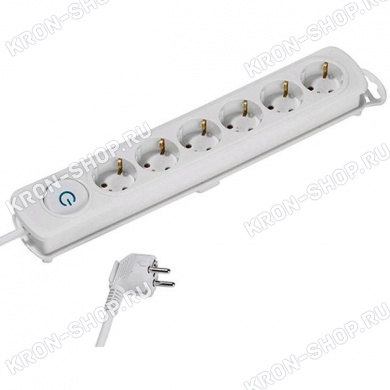 Удлинитель Vivanco (6 розеток, 4 м, белый), 37650