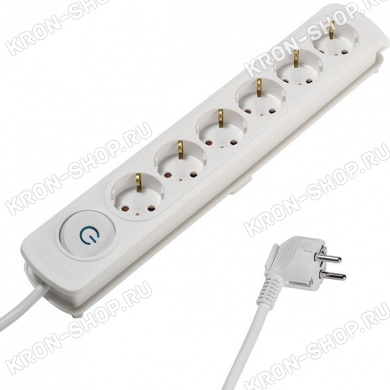 Удлинитель Vivanco (6 розеток, 2,5 м, белый), 37649