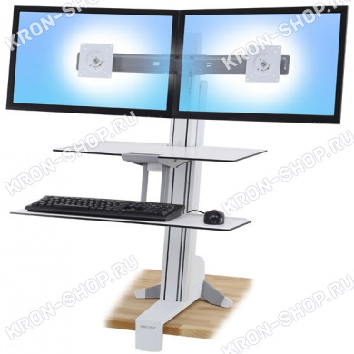 Рабочее место Ergotron 33-349-211, WorkFit-S, Dual Monitor Worksurface+