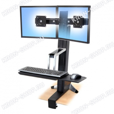 Рабочее место Ergotron 33-341-200, WorkFit-S, Dual HD Sit-Stand Workstation